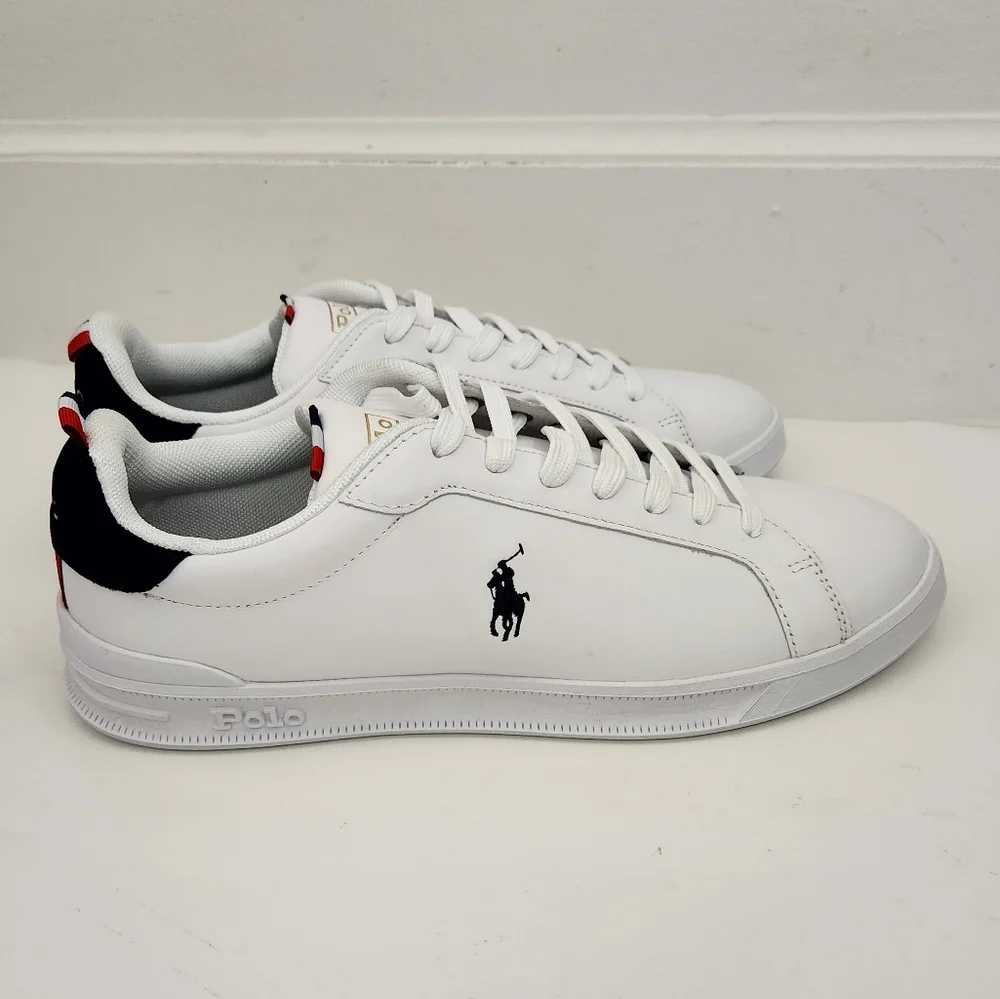 NEW Polo Ralph Lauren Heritage Court II White Leather Synthetic Sneaker Mens 9.5